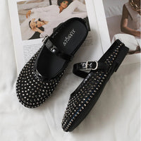 Luxury Shinny Diamond Women Mules Slippers Summer Shoes Crystal Footwear Rhinestones Slip On Brand Mary Jane Sandals Mesh Clogs