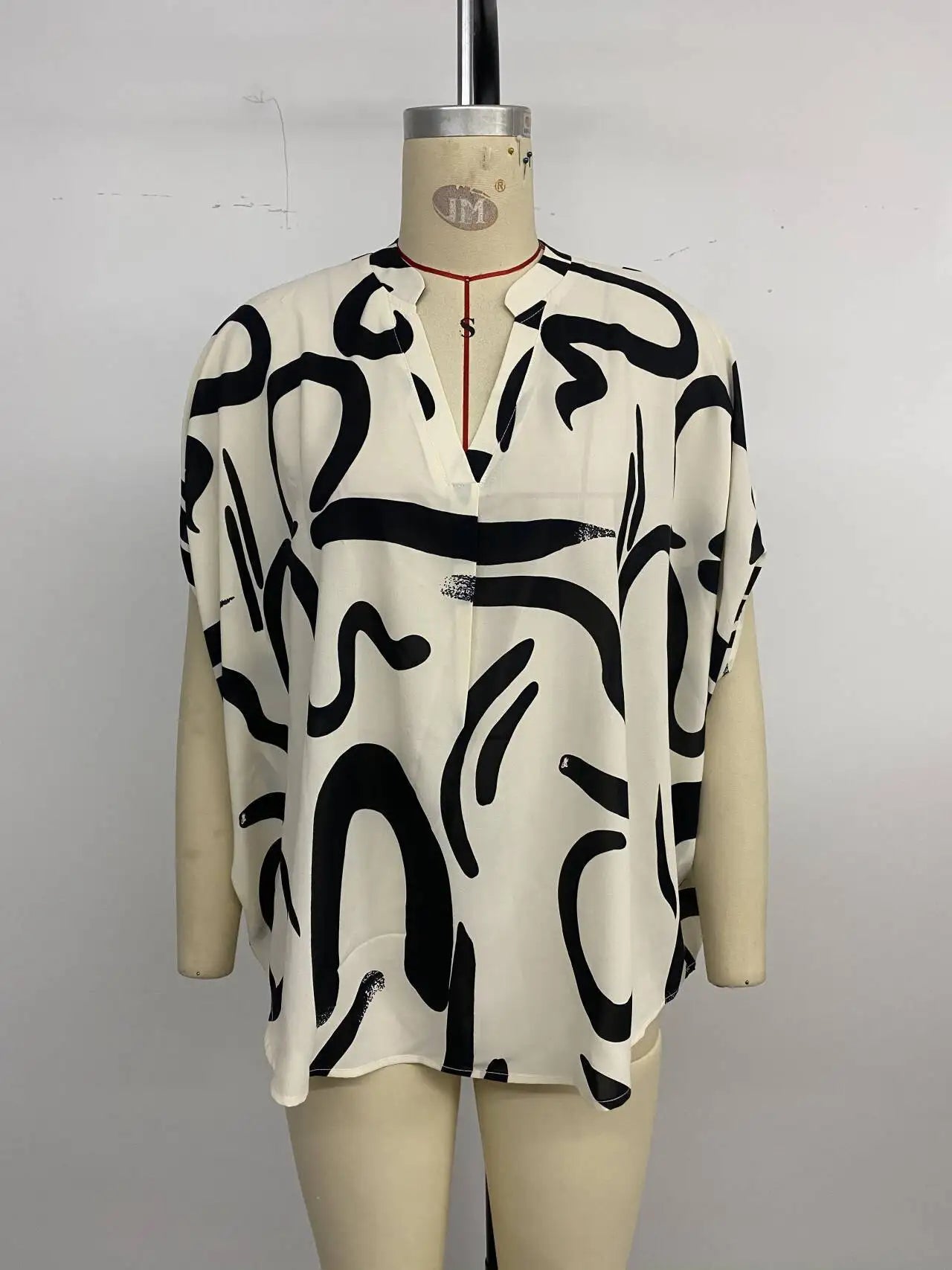 Casual Print Short Sleeve Shirt For Women V Neck Buttons Tops Summer Elegant Office Lady Ruffle Loose Shirt