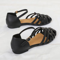 Luxury designer sandals Hollow Low-heeled Closed-toe Sandals for Women for Summer Outdoor Wear Roman Shoes