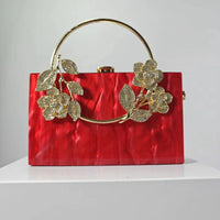 Flower Acrylic Dinner Bag, Single Shoulder, Oblique Cross, Wedding Banquet Handbag