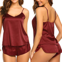 Silk PJs for Women Satin Pajama Set Sexy Lingerie Camisole Nightwear Sleepwear Comfortable Cami Shorts Set Luxury Lingerie - Natalia Home Fashion