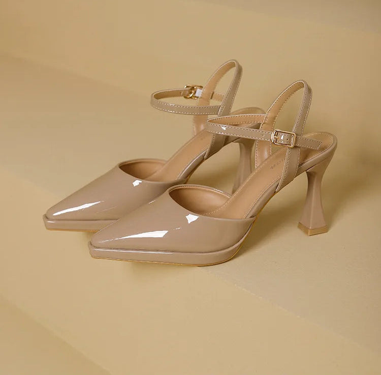High Heels Sandals Women Fashion Solid Color Heels Sandals Pointed Toe Stiletto Ladies Commuting Single Shoes