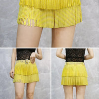 Tassel Short Shorts Women's Diamond Embellished Mid-Waist Dance Denim Hot Pants Outerwear Fashionable Korean Style Sexy