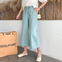 Casual Baggy Wide Leg Trousers Women Summer Thin Comfy Breathable Ankle Length Pants Vintage Loose Cotton Linen Straight Pants