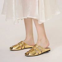 Designer Women Sandals Mules Summer Roman Slippers Fashion Buckle Woven Casual Soft sole Shoes