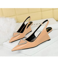 Spring Candy Fashion Pointed Toe Women Pumps Sling back Wedges High Heels Party Prom Mules Shoes