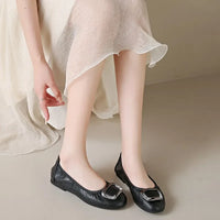 Comfort Slip-On Ladies Shoes New Leather Women Flats Round Toe Flat Shoes