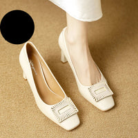 Square Toe Comfort Soft Office Shoes Daily Outdoors Women Shoes 7CM Thick High Heels Shallow Mouth Fashion Party Shoes