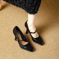 Comfortable Platform High Heels French Style Square Head Thin Strap Mule Women's Shoes