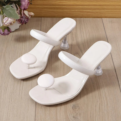 Women's Sandals summer fashion Transparent belt metal decoration box shaped square Alien heel high heels wearing sandals