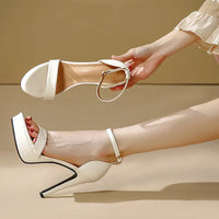 Women's Sexy Open-Toe Sandals High Heels 12.5cm Platform Party Shoes White Wedding Club plus Size Supper Flash