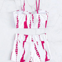 Tie Dye Bikini Drawstring Swimsuit Women High Waist Shorts Swimwear Female Padded Bathing Suit Swimming Beachwear Summer