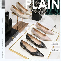 Floral cloth surface 3 cm Kitten heels Women Shoes Sweet Fashion Low Heel Ladies Shoes pointed Toe Women Pumps