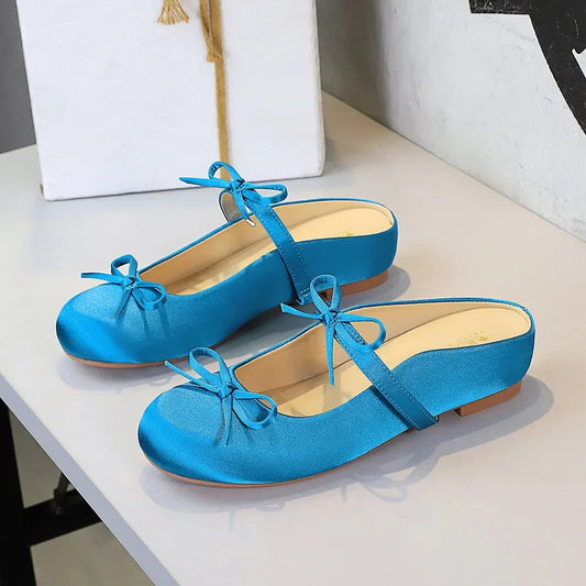 Ladies Slippers Bowknot Silks Satins Women Shoes Round Head Women Sandals Summer Shoes Women Slippers