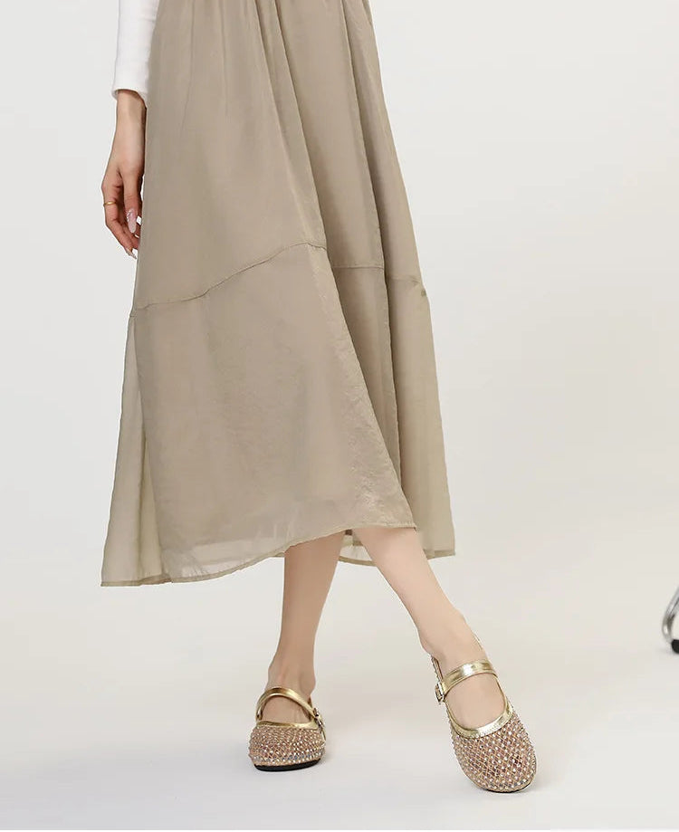 French-style rhinestone mesh Mary Jane shoes, breathable shallow single shoes, fairy-style soft-soled flat shoes