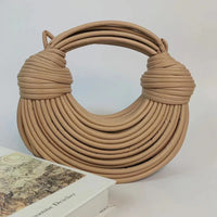 Fashionable Hand-Knitted Noodle Bag Women's Shoulder Bag Urban Minimalist Style Dumpling Bag Versatile Knot Design PU Material