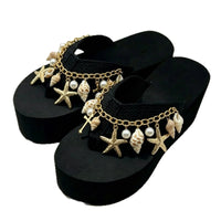 Floral Thick Bottom Sandals Women's Summer Outdoor EVA Buckle Foot Slippers Anti-Slip Heightening Beach Shoes Fashionable Thong Natalia Home Fashion    Natalia Home Fashion