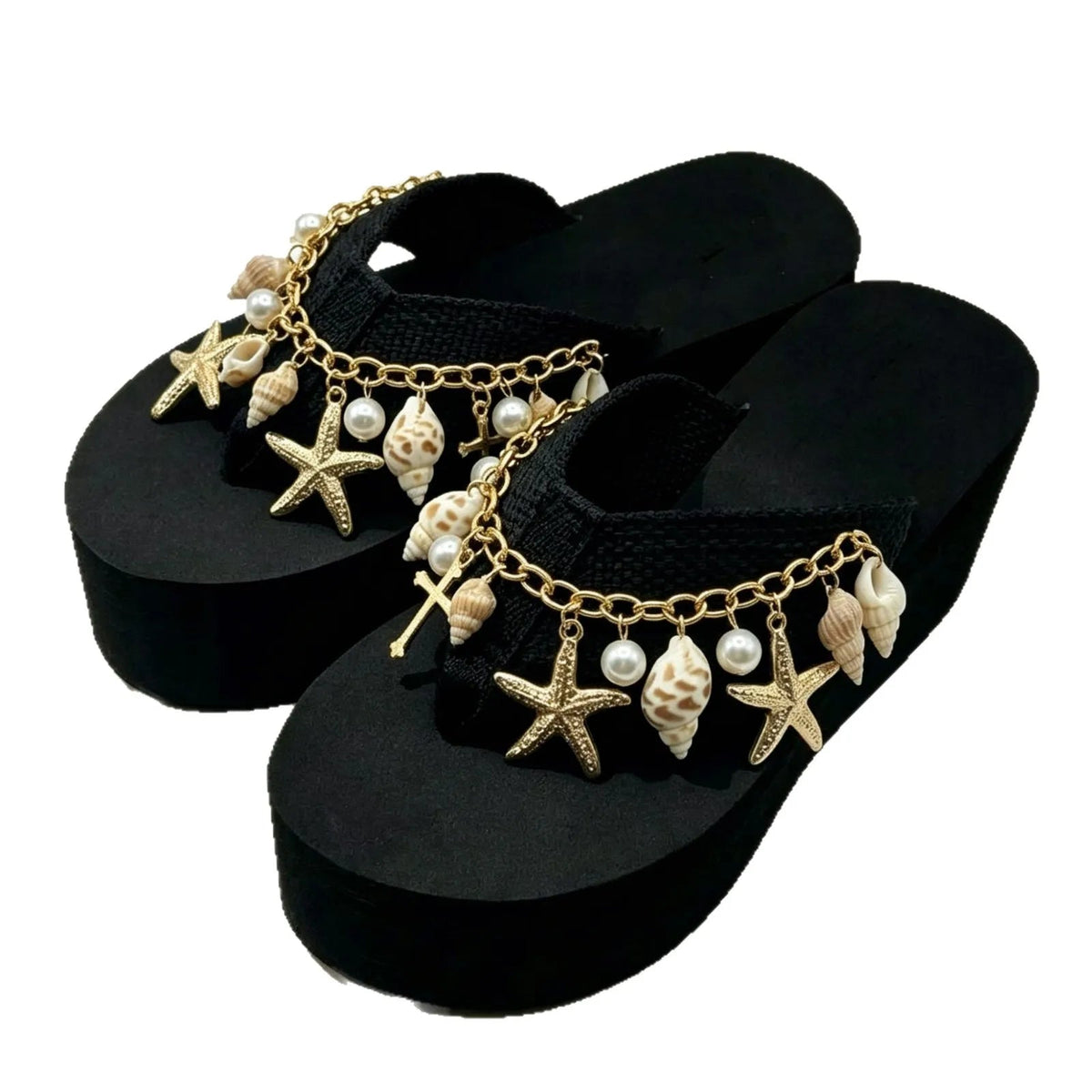 Floral Thick Bottom Sandals Women's Summer Outdoor EVA Buckle Foot Slippers Anti-Slip Heightening Beach Shoes Fashionable Thong Natalia Home Fashion    Natalia Home Fashion