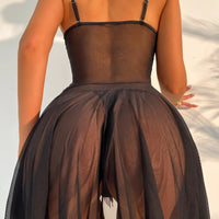 Sexy Lingerie Women Black Sleepwear Pajamas See Through Dress Sexiest Nighties Sex Nightgown  Erotic Deep V Sleepdress Thong Set