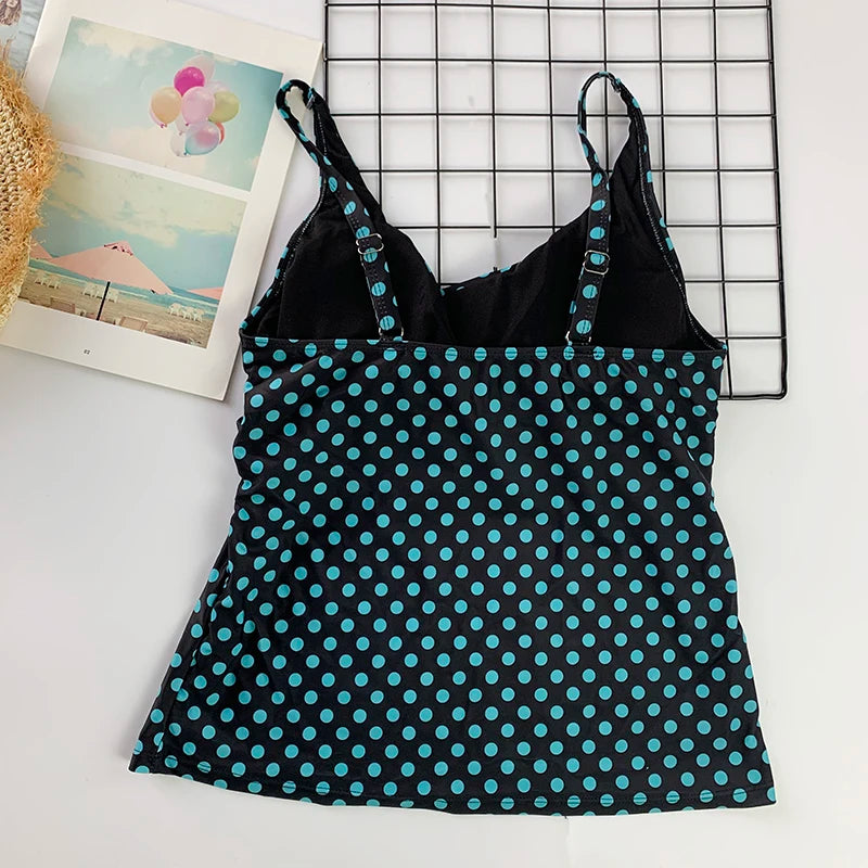 Women Dots Tankini Plus Size Swimwear Push Up Two Piece Swimsuit with Shorts High Waist Bathing Suit 2XL Polka Print Beachwear
