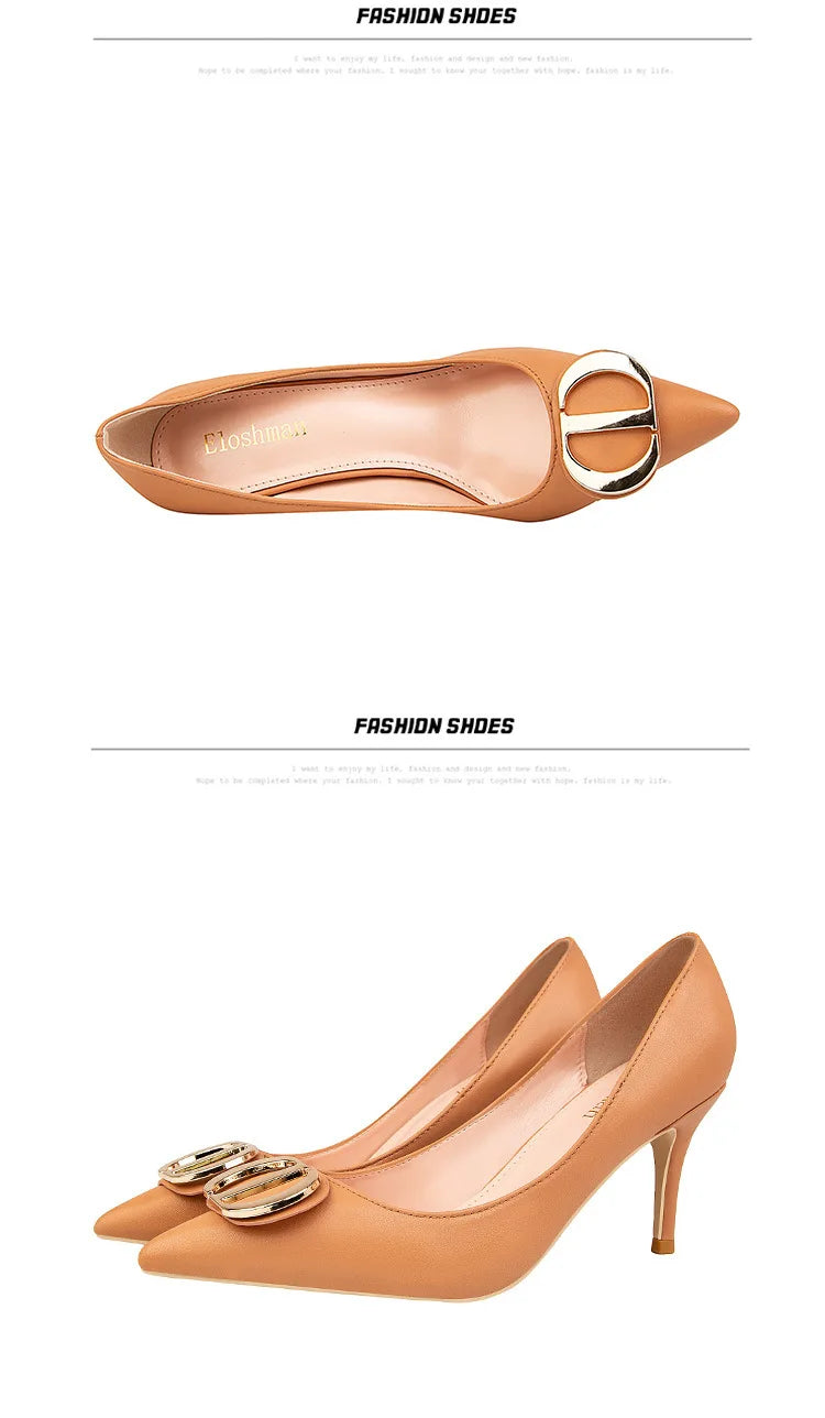 Sexy Women's Stiletto High Heels Shallow Mouth Pointed Toe Metal Buckle Party Single Shoes
