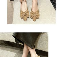 Soft Bottom Flat Casual Women's Shoes Butterfly Knot Slip-On Simple Design Shoes  Synthetic Leather