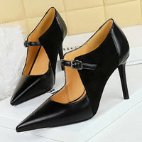 Women Pumps Suede and PU Leather Design Retro High Heels Ladies Shoes Stilettos Women Heels - Natalia Home Fashion