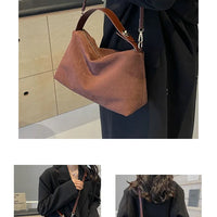 Retro Bag for Women's Textured Frosted Shoulder Bag with Large Capacity Crossbody Commuting Tote Bag