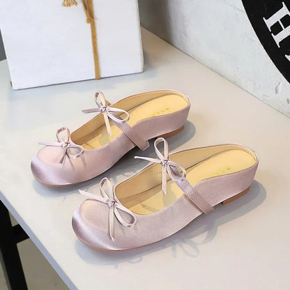 Ladies Slippers Bowknot Silks Satins Women Shoes Round Head Women Sandals Summer Shoes Women Slippers