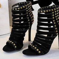 Rivet Roman Shoes, Retro Super High Heel Women's Shoes