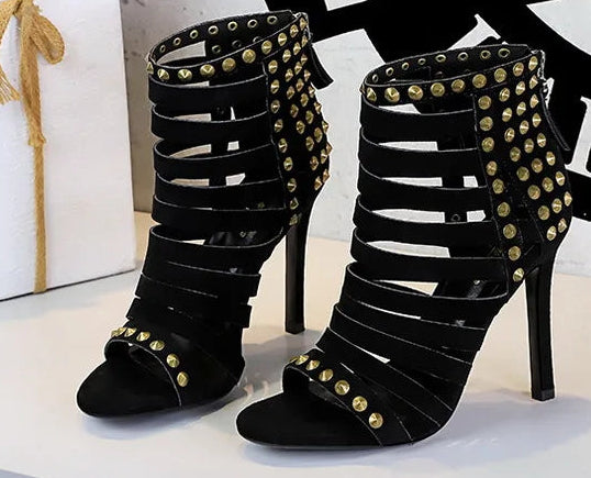 Rivet Roman Shoes, Retro Super High Heel Women's Shoes