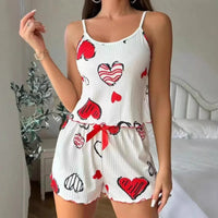Cute Pajamas For Women Strawberry Print PJ Set Crop Cami Tops And Shorts Set 2 Piece Lounge Sets