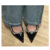 French Style Sexy Pointed Toe High Heels Crystal Embellished Ultra High Stiletto Heel Women's Shoes
