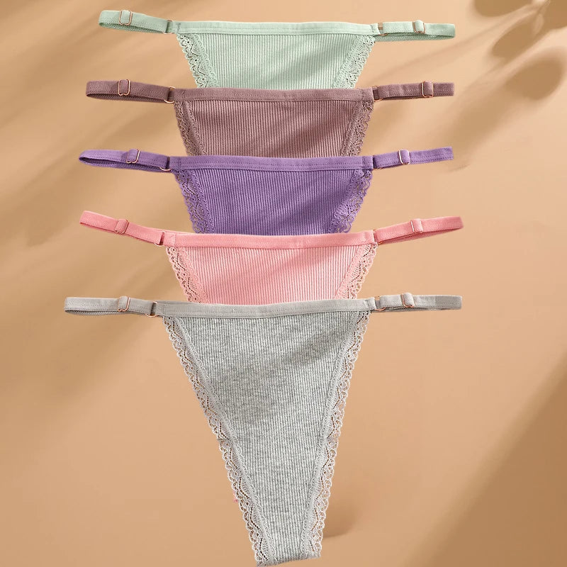 Sexy G-string Panties Cotton Women's Underwear  Adjustable Waist Girl Female Panties Bikini Lady Thongs Lingerie