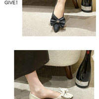 Soft Bottom Flat Casual Women's Shoes Butterfly Knot Slip-On Simple Design Shoes  Synthetic Leather