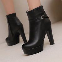Knight Women's Boots Zip Low Tube Thick Heel Chunky High Heel Fashion Boots s Women's Shoes - Natalia Home Fashion