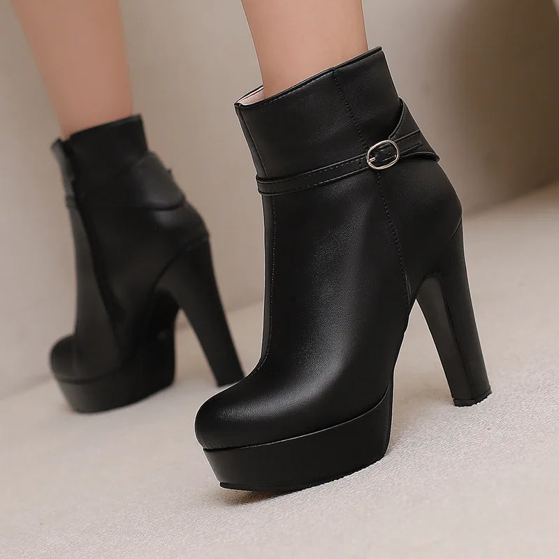 Knight Women's Boots Zip Low Tube Thick Heel Chunky High Heel Fashion Boots s Women's Shoes - Natalia Home Fashion