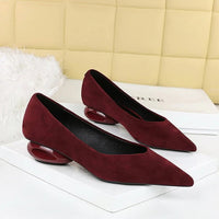 Retro Pointed Toe Suede Low Heel Shoes Shallow Mouth Hollow Heel Pedicure Shoe Daily Versatile Temperament Women's Shoes