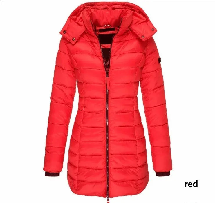 Women's Winter Cotton Jacket Slim Fit down Cotton Coat Warm Outerwear Long Sleeve Fashionable Middle Length - Natalia Home Fashion