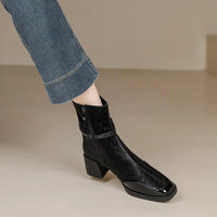 Women's Side Zipper Boot High Heel Short Boot Winter Mid-Calf Boot Chinese Style National Wedding Boot