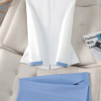 Elegant Blazer for Women Office Fashion Long Sleeve Suits Contrast Color Button Down Pant Suits