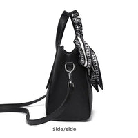 Pure Leather Cowhide Single Shoulder Crossbody Bag Ladies Handbag Fashion Bucket Bag Simple Basket Comes with Scarf