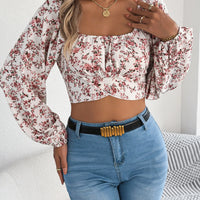 Spring Square Neck Backless T-shirt Casual Women Long Sleeve Bodycon Crop Top Club Short Tops