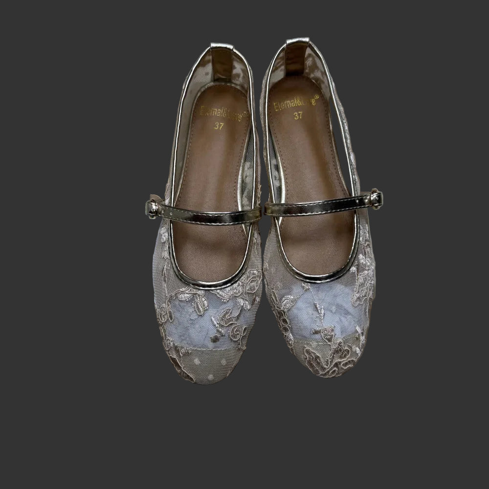 Ultra Soft Lace Breathable Flat Bottom Women's Shoes Quality Women's Casual Shoes Low Heel Floral Pattern