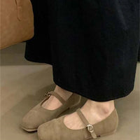 Streetwear Velvet Mary Jane Shoes for Women Casual Ballet Flats Pumps Female Ladies Loafers Buckle Single Mules