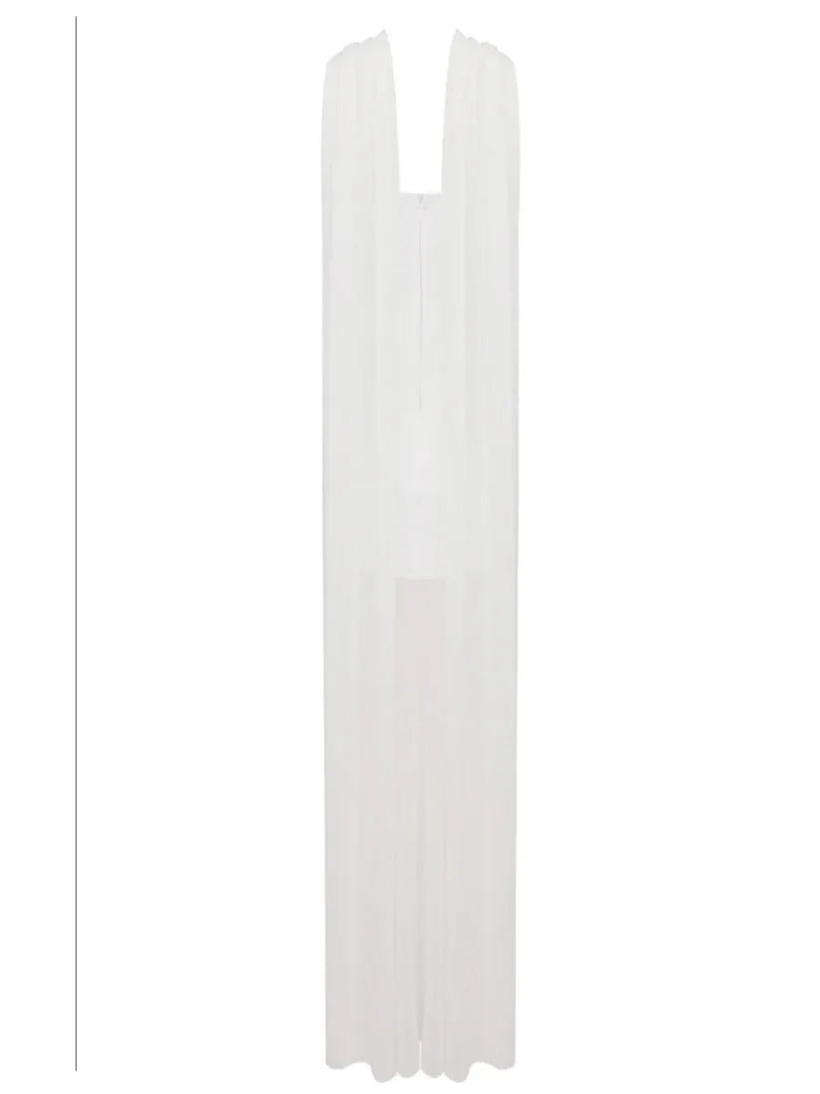 Elegant High Elasticity Mesh Long Skirt Evening Dress Women's Gown Fashionable Wrap Style Bodycon Design Knitted Fabric