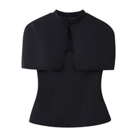 Fashionable French Style Two-Piece Set with off shoulder Top And Elegant Cape Lady Top Summer Casual Outfit for Young Women