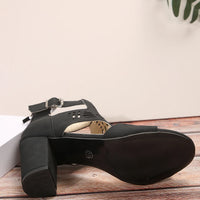 Women Fashion Strap Sexy High Heel Sandals Woman Roman Hollow Pumps Lace-up Peep Toe Sandals Casual Chunky High-heeled Sandals