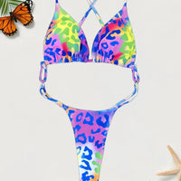 Women's Extreme Backless Sexy Leopard Bikini One Piece Swimsuit with Chest Pad Thong Bikinis Beach Charming Vacation Swimwear