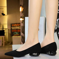 Retro Pointed Toe Suede Low Heel Shoes Shallow Mouth Hollow Heel Pedicure Shoe Daily Versatile Temperament Women's Shoes